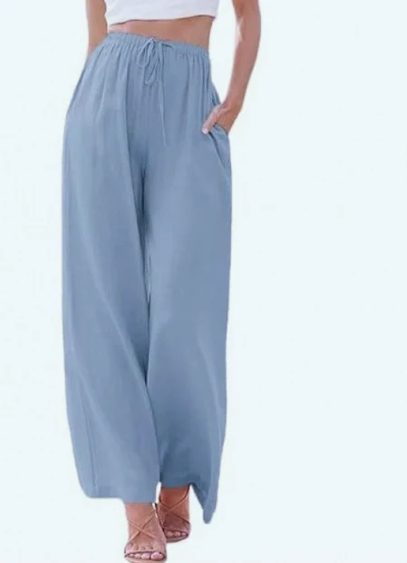 Pantalon Large Décontracté en Coton Femme – Pantalon d’Été Léger Taille Haute - Image 14