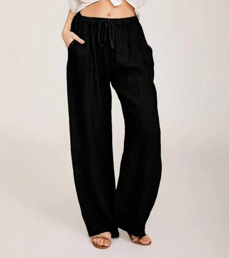 Pantalon Large Décontracté en Coton Femme – Pantalon d’Été Léger Taille Haute - Image 2