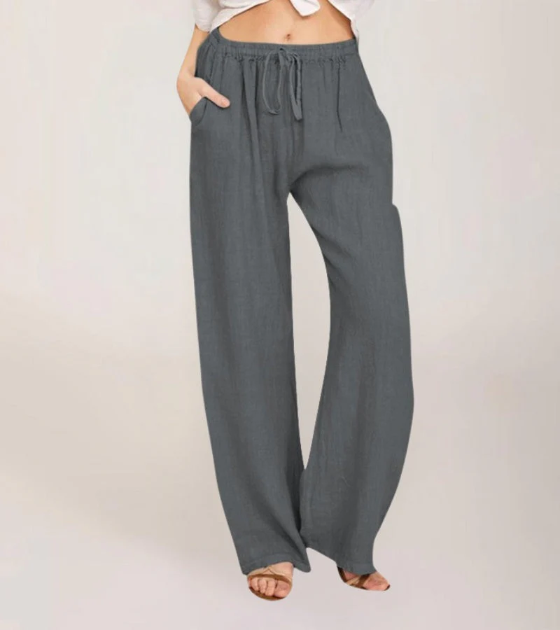 Pantalon Large Décontracté en Coton Femme – Pantalon d’Été Léger Taille Haute - Image 3