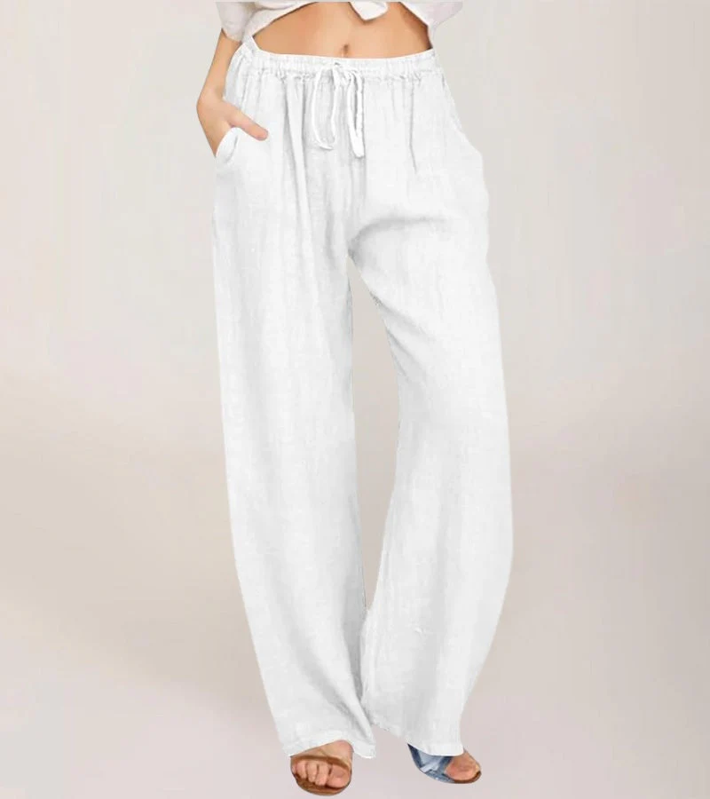 Pantalon Large Décontracté en Coton Femme – Pantalon d’Été Léger Taille Haute - Image 5