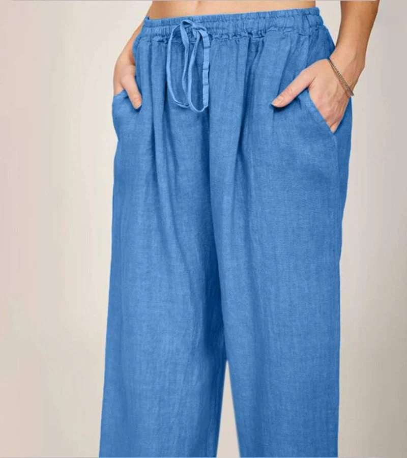 Pantalon Large Décontracté en Coton Femme – Pantalon d’Été Léger Taille Haute - Image 7