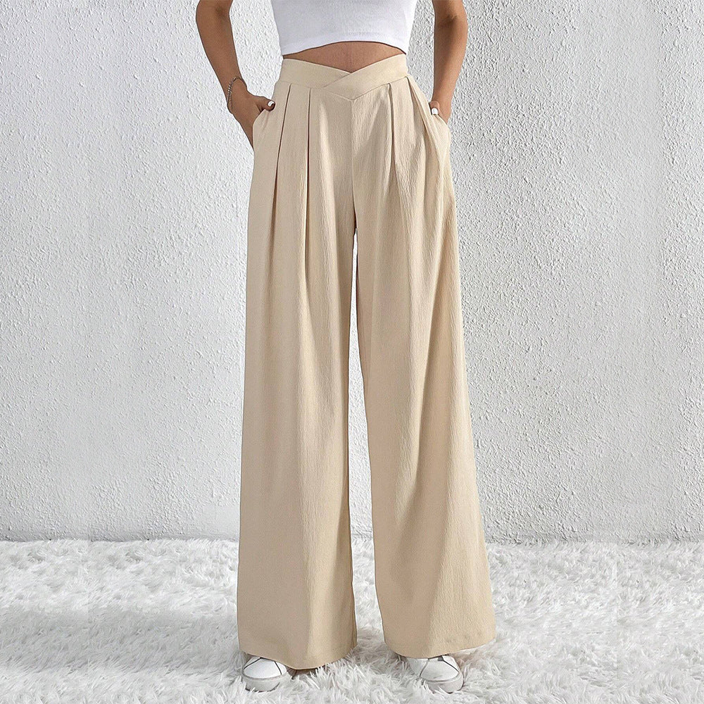 Pantalon Large Plissé Taille Haute Femme – Style Décontracté d’Été - Image 2