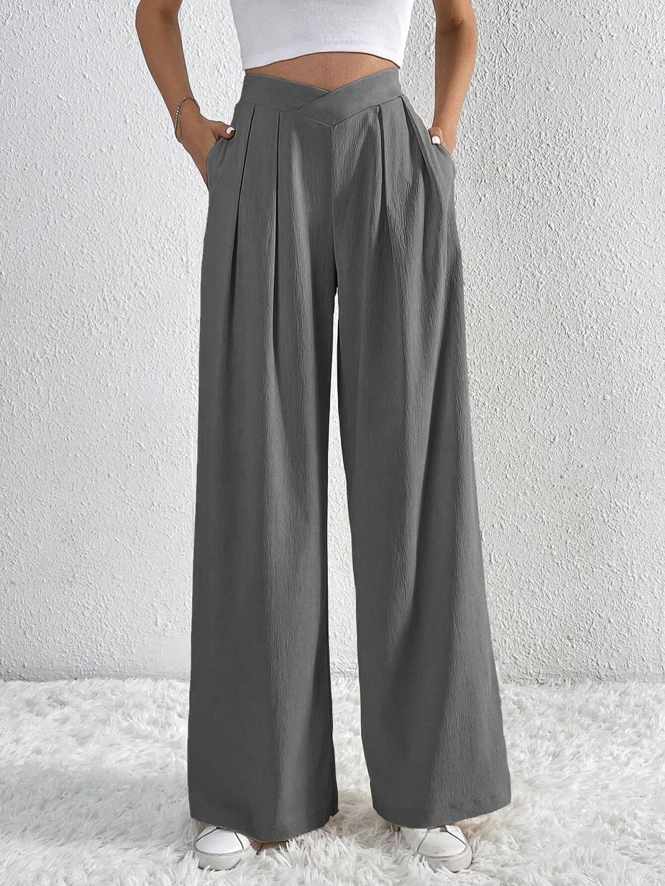 Pantalon Large Plissé Taille Haute Femme – Style Décontracté d’Été - Image 5