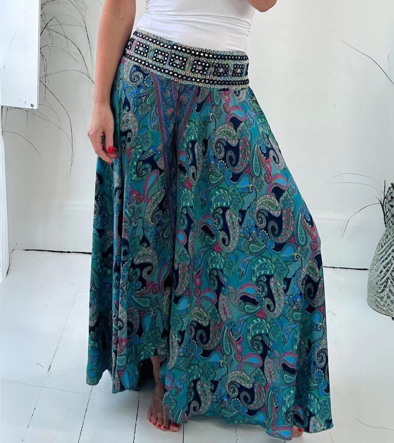 Pantalon Palazzo Bohème Élégant Femme – Pantalon Large Décontracté Taille Élastique - Image 8
