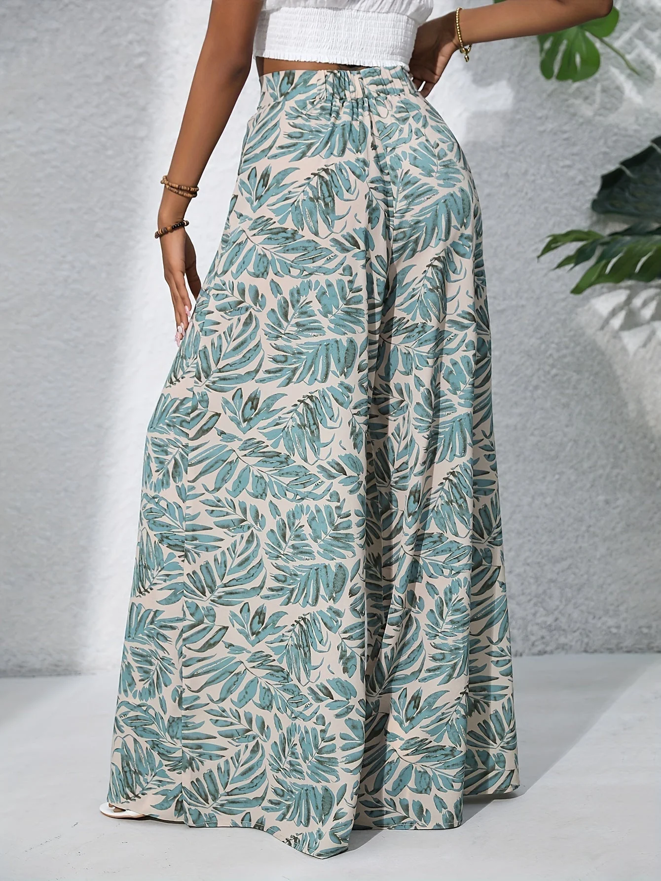 Pantalon palazzo femme taille haute imprime floral - Fluide et elegant - Image 2
