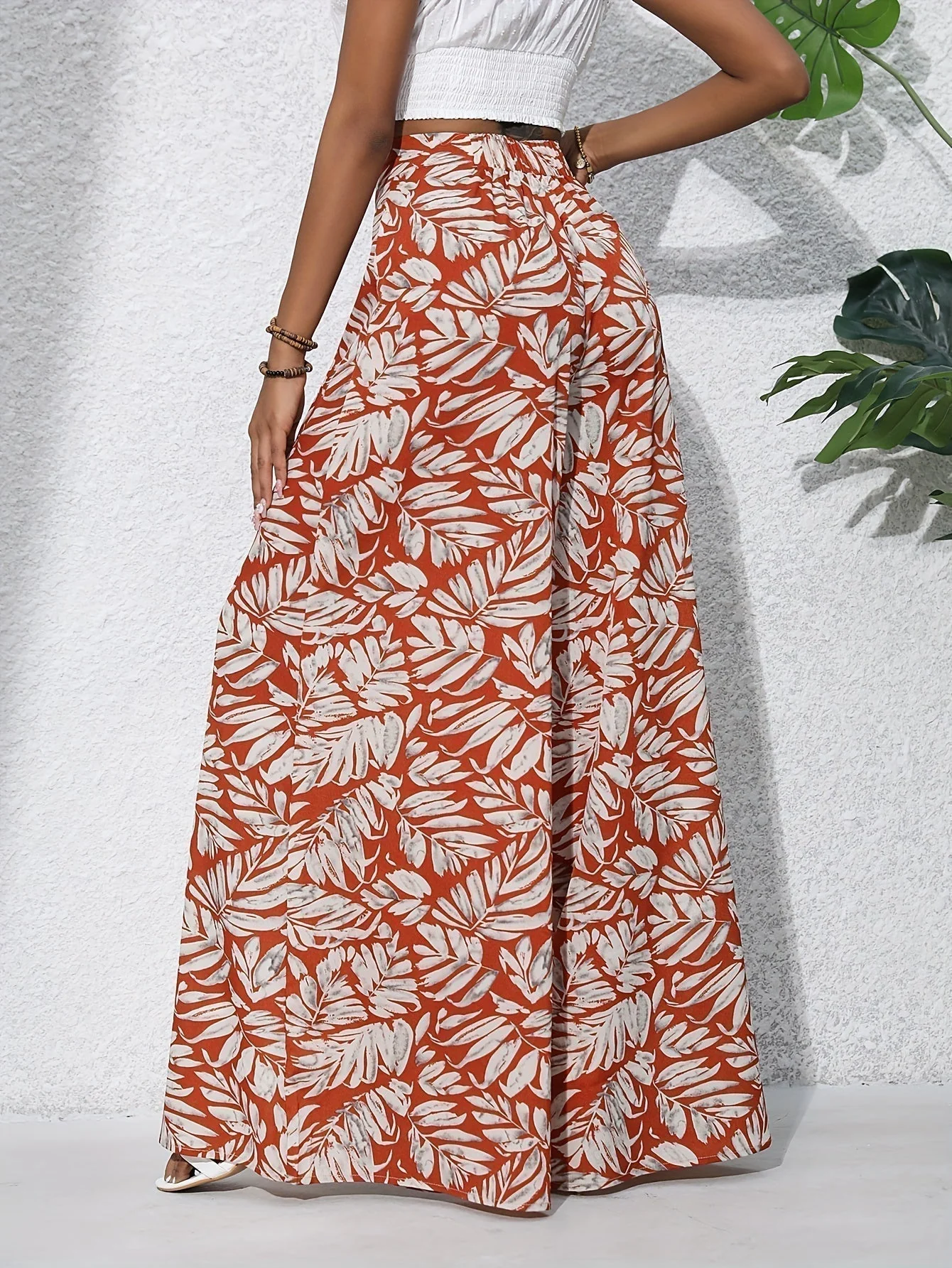 Pantalon palazzo femme taille haute imprime floral - Fluide et elegant - Image 6