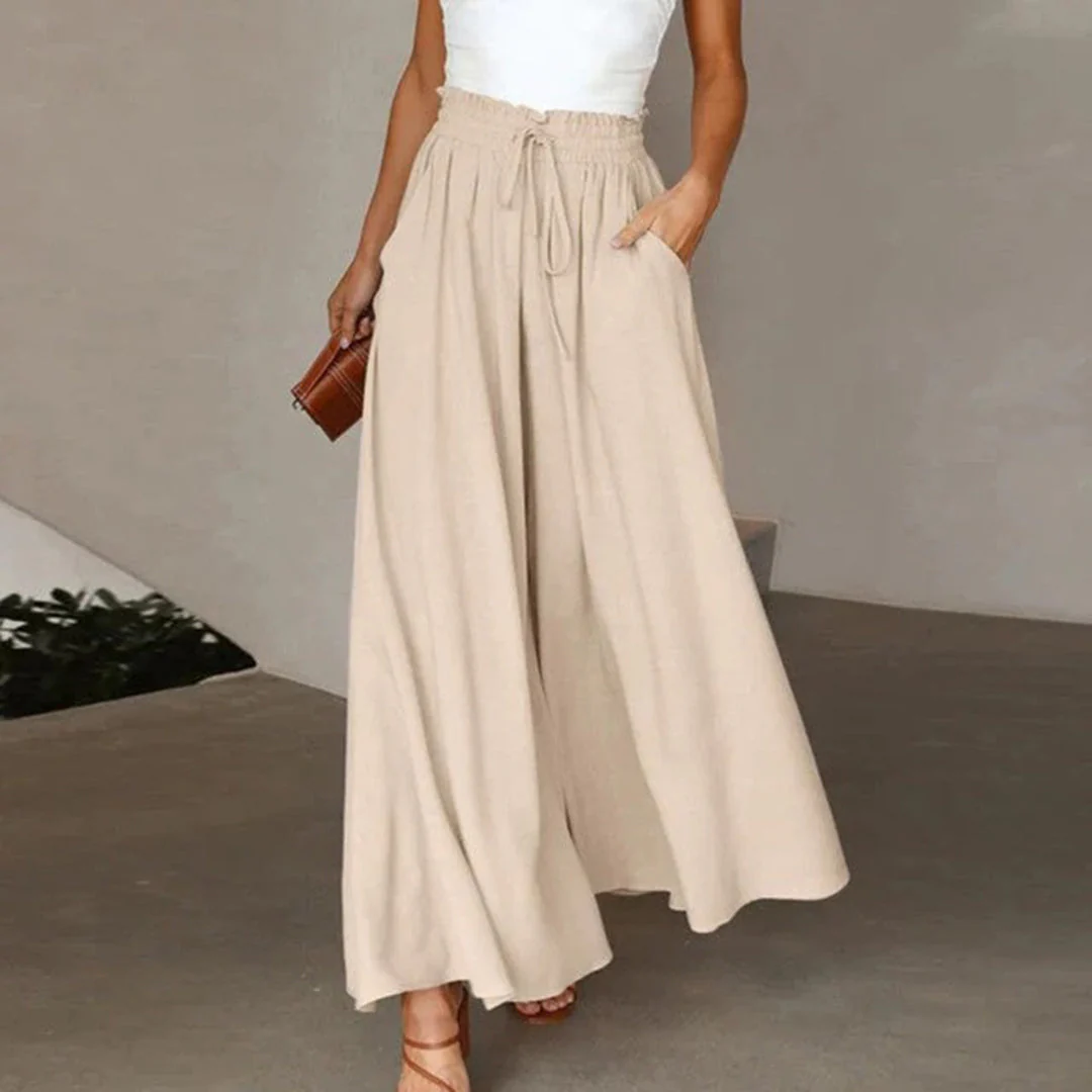 Pantalon Palazzo Large Taille Haute Femme – Pantalon Confortable à Cordon - Image 8