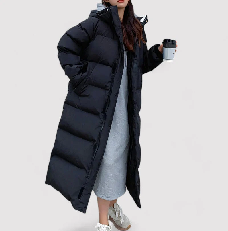 Parka Femme Noire à Capuche – Veste Longue Imperméable d’Hiver - Image 3