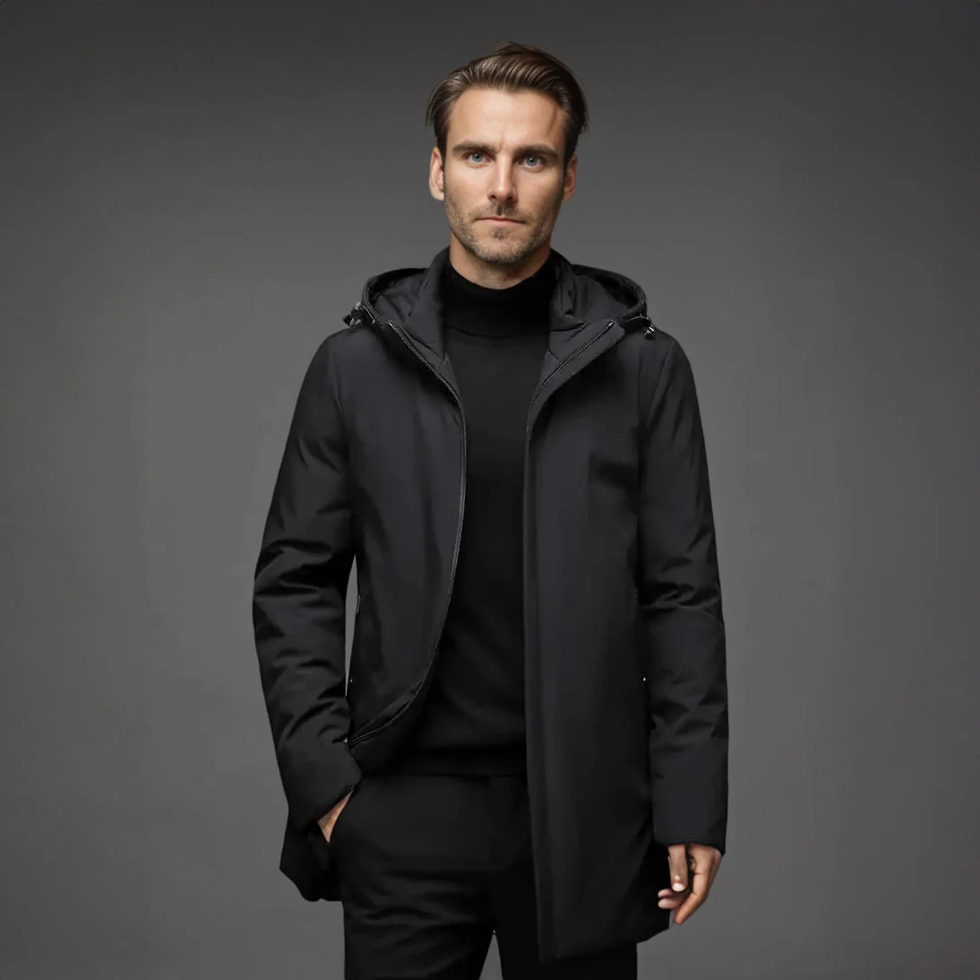 Parka Mi-Longue à Capuche pour Homme – Manteau d’Hiver Chaud - Image 2