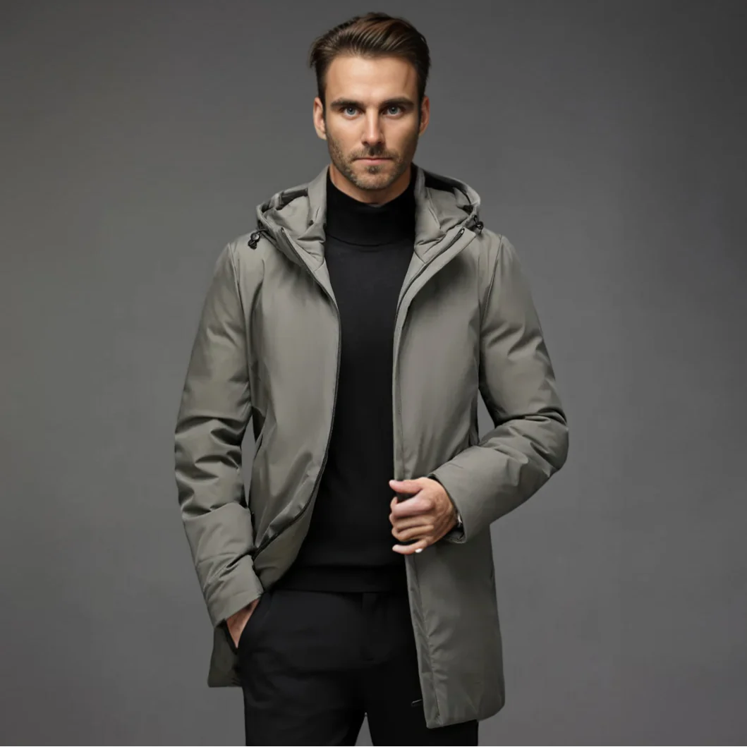 Parka Mi-Longue à Capuche pour Homme – Manteau d’Hiver Chaud - Image 4