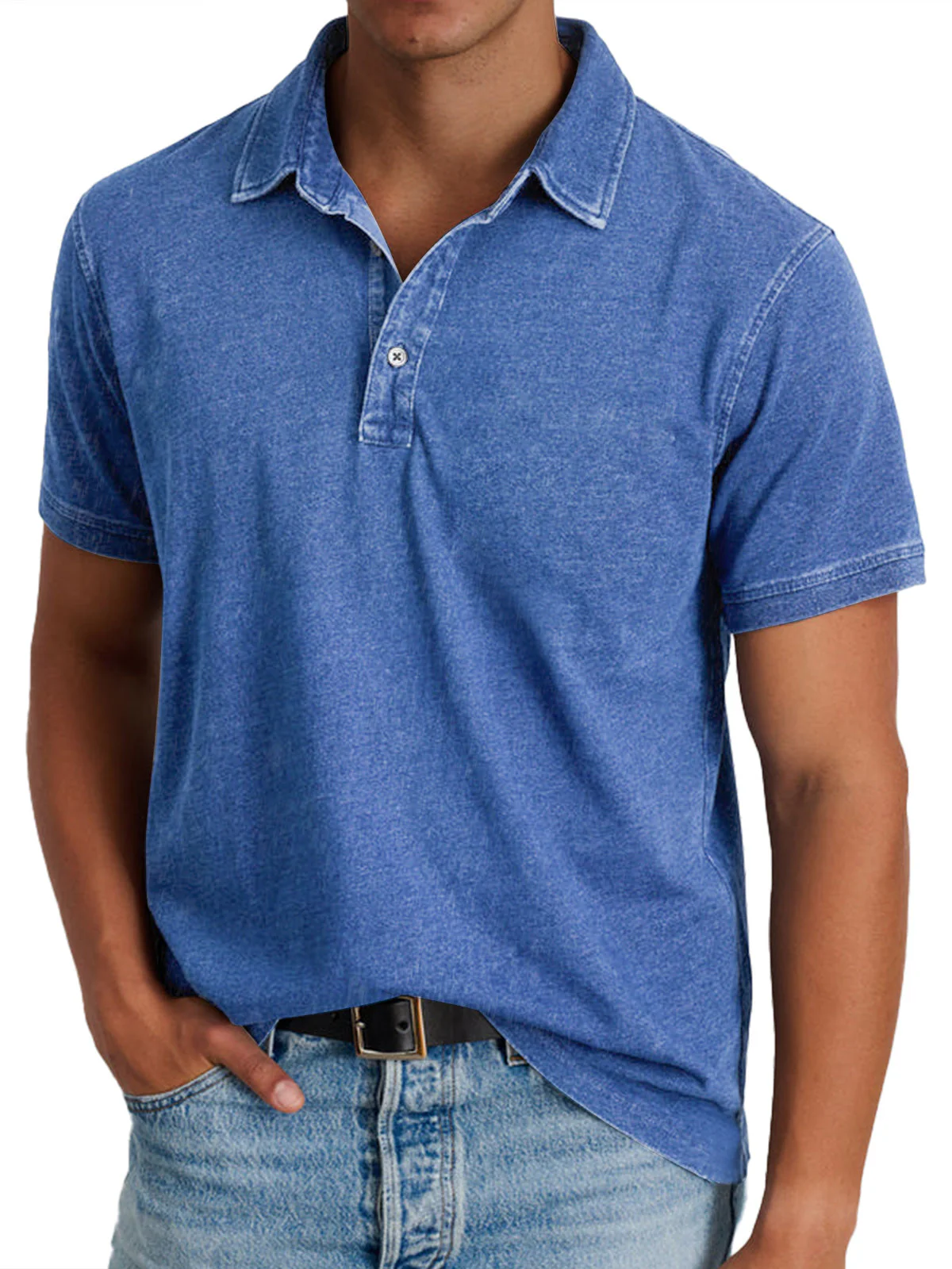 Polo Homme Classique Bleu – Manches Courtes Premium Coupe Décontractée
