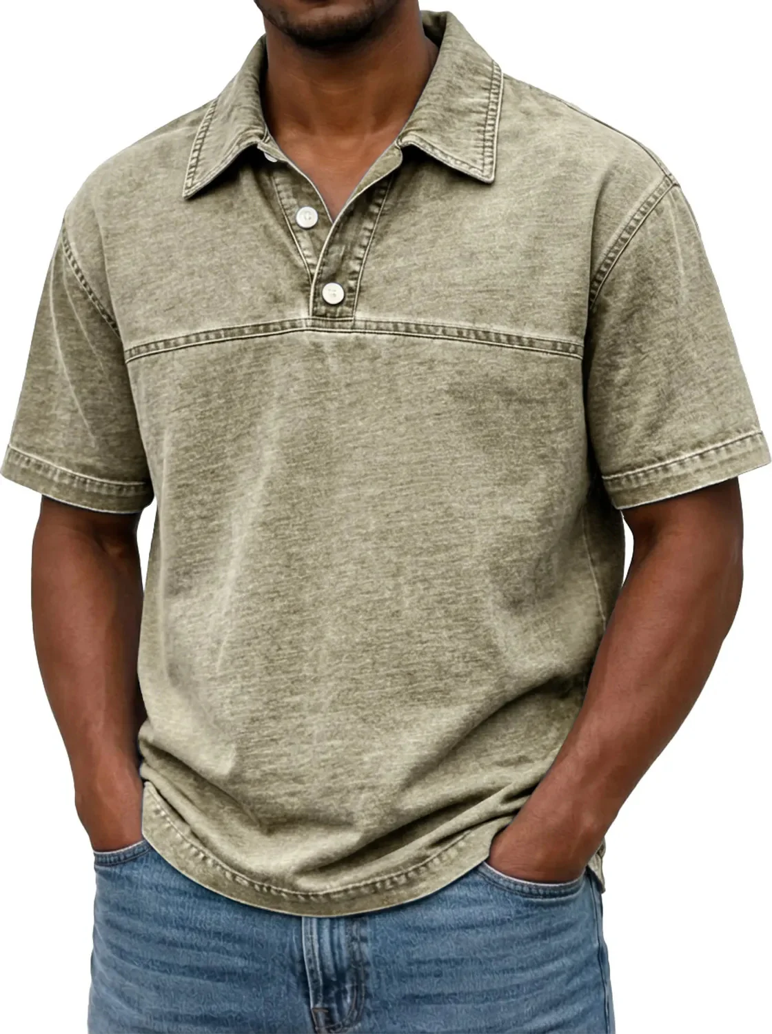 Polo pour hommes élégant couleur unie vintage – Haut à manches courtes - Image 11