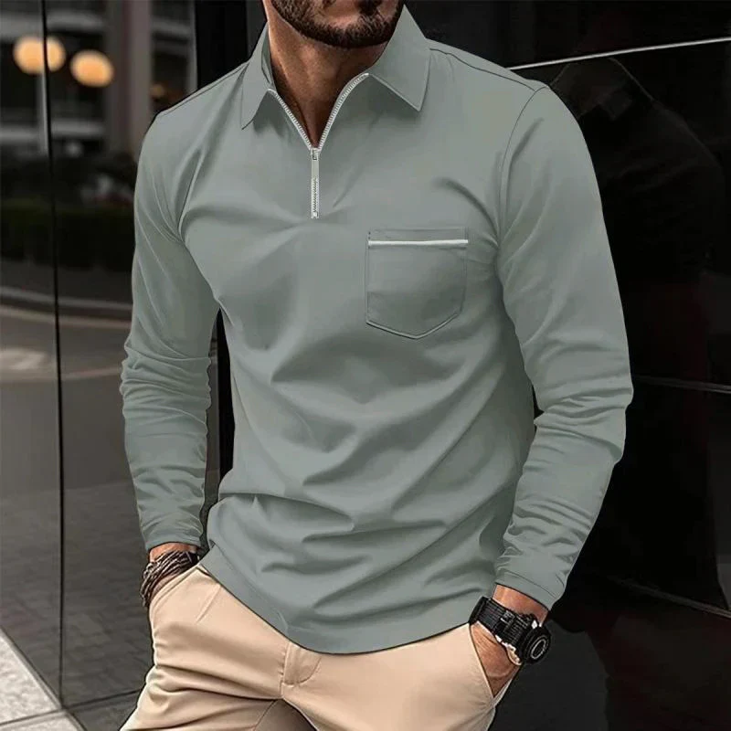 Polo Premium à Manches Longues pour Homme – Chemise Décontractée avec Poche Poitrine - Image 4