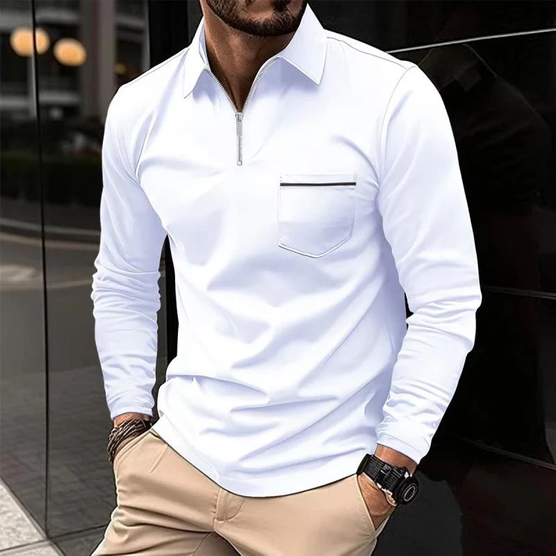 Polo Premium à Manches Longues pour Homme – Chemise Décontractée avec Poche Poitrine - Image 5