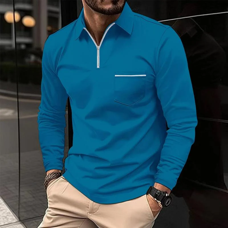 Polo Premium à Manches Longues pour Homme – Chemise Décontractée avec Poche Poitrine - Image 6