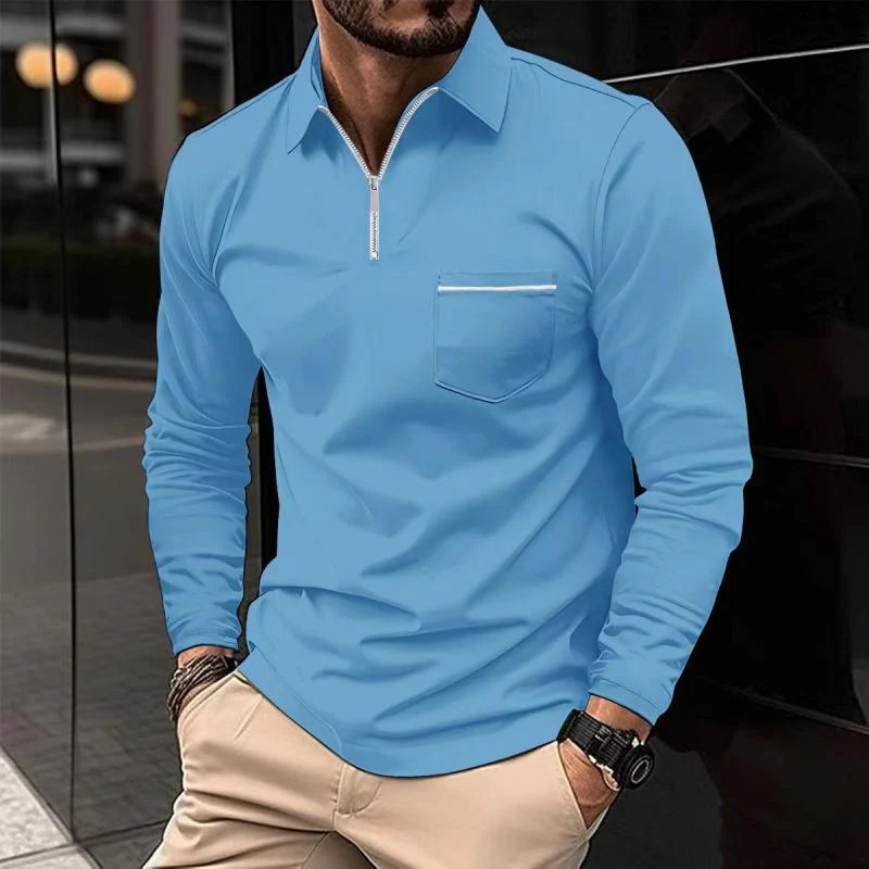 Polo Premium à Manches Longues pour Homme – Chemise Décontractée avec Poche Poitrine - Image 8