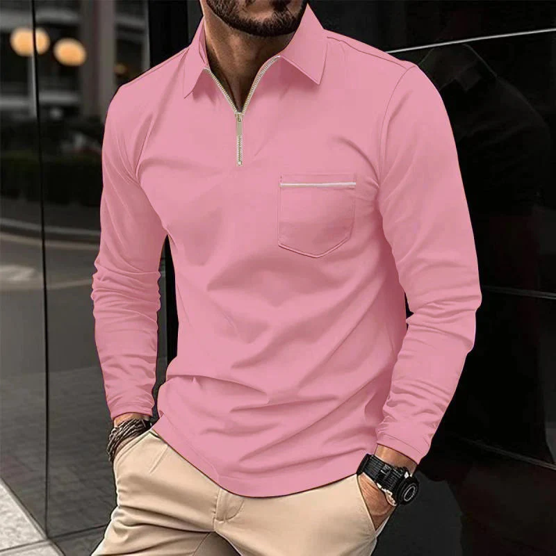 Polo Premium à Manches Longues pour Homme – Chemise Décontractée avec Poche Poitrine - Image 9