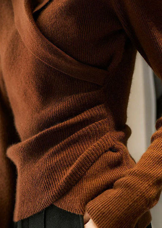 Pull à col Claudine pour femme – Tricots ajustée asymétrique - Image 4