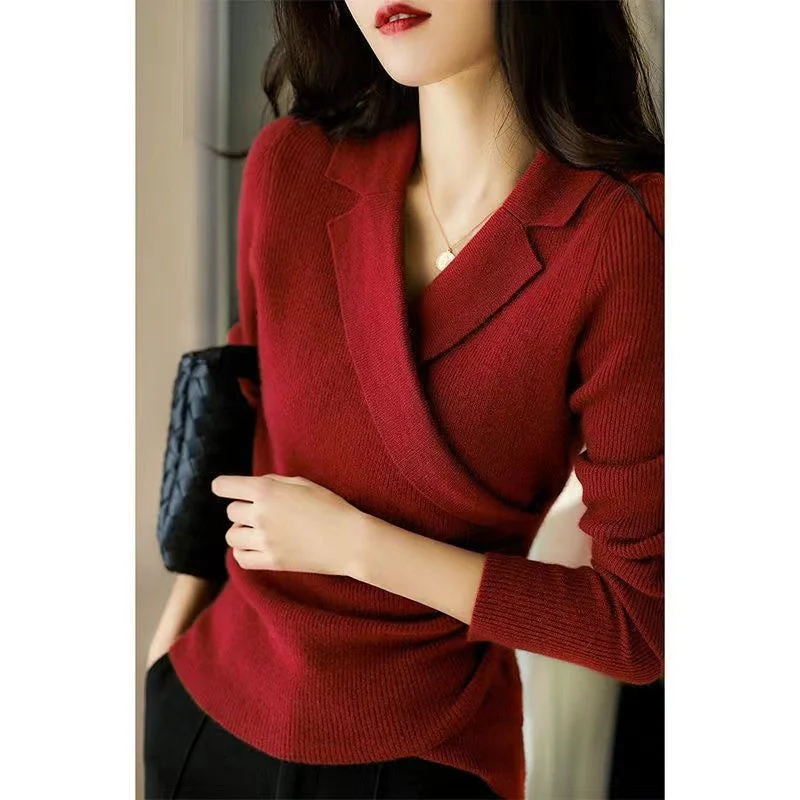 Pull à col Claudine pour femme – Tricots ajustée asymétrique - Image 5