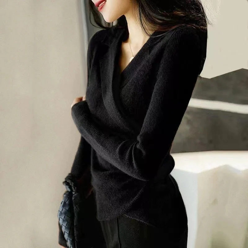 Pull à col Claudine pour femme – Tricots ajustée asymétrique - Image 7