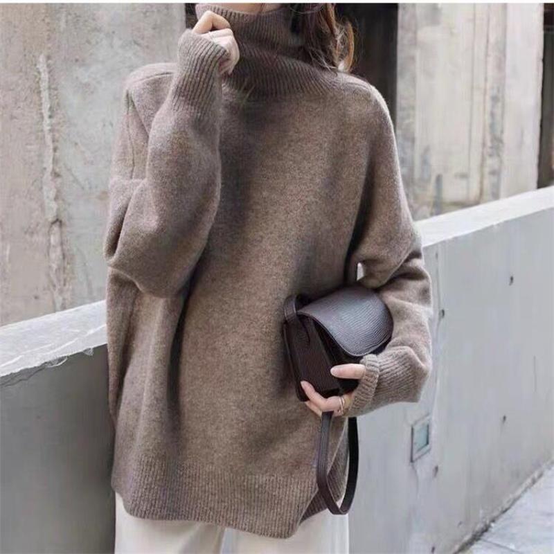 Pull à Col Roulé Ample et Douillet pour Femme – Vêtement d’Extérieur Automne Hiver