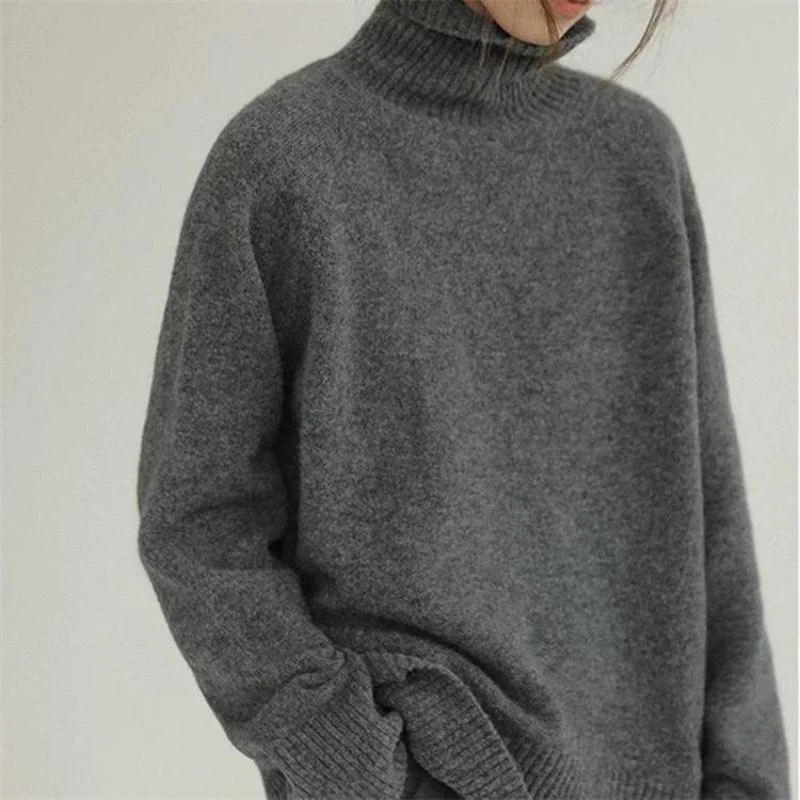 Pull à Col Roulé Ample et Douillet pour Femme – Vêtement d’Extérieur Automne Hiver - Image 2