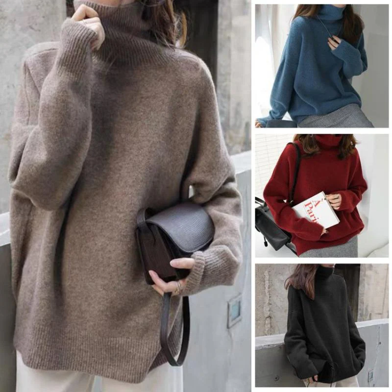 Pull à Col Roulé Ample et Douillet pour Femme – Vêtement d’Extérieur Automne Hiver - Image 3