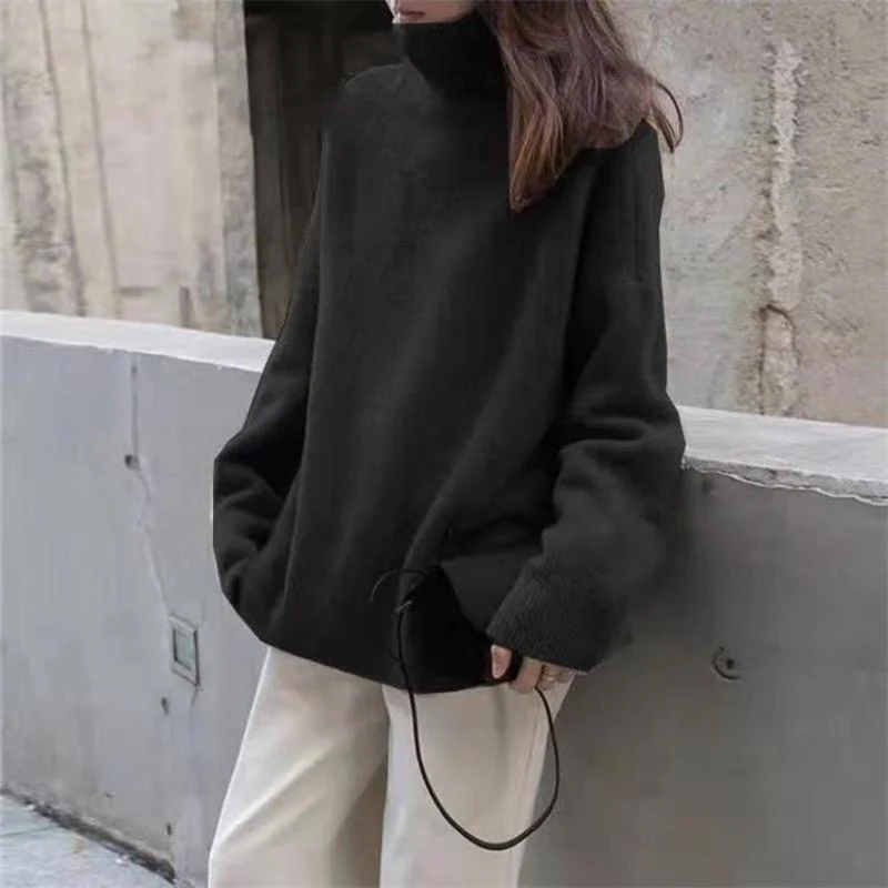 Pull à Col Roulé Ample et Douillet pour Femme – Vêtement d’Extérieur Automne Hiver - Image 4