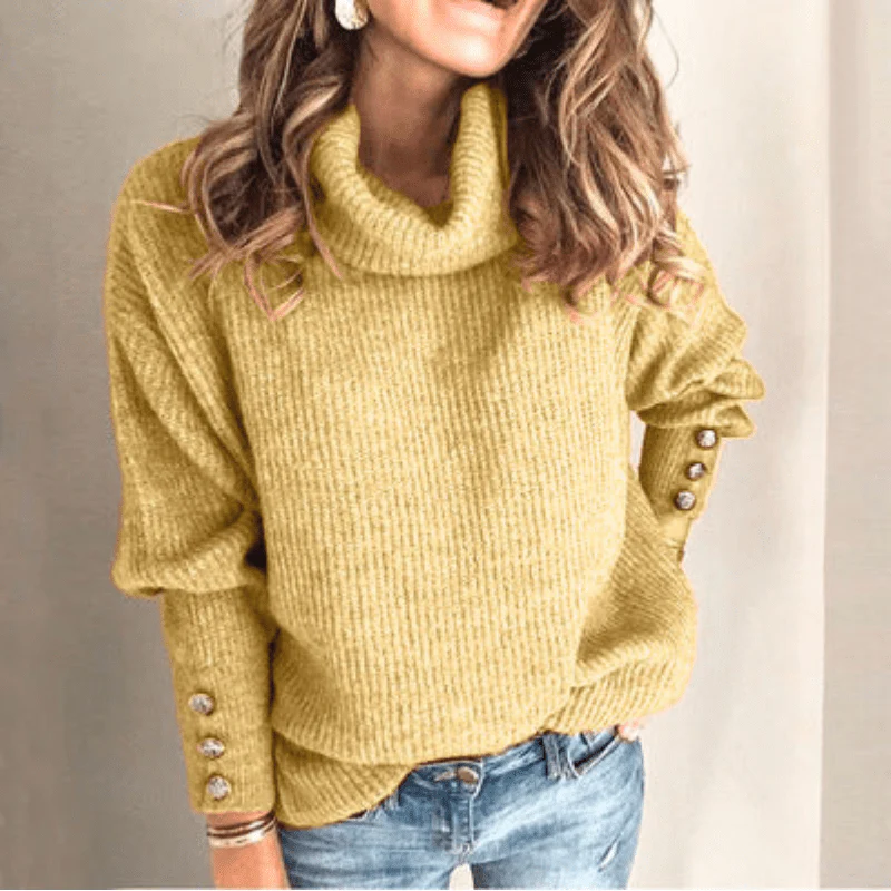 Pull Col Roulé à Manches Bouffantes pour Femme – Tricot Fin Élégant et Douillet - Image 4