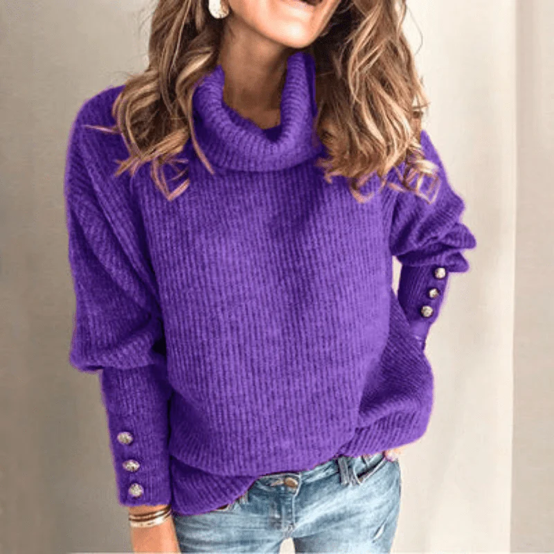 Pull Col Roulé à Manches Bouffantes pour Femme – Tricot Fin Élégant et Douillet - Image 8