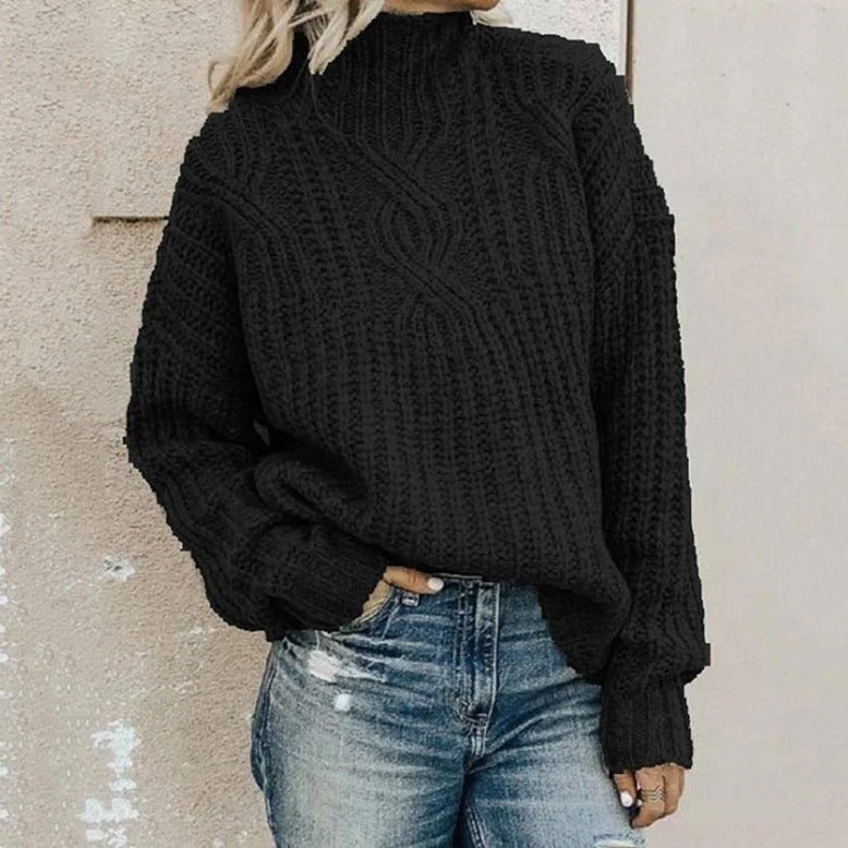Pull Col Roulé Confortable pour Femme – Tricot Épais à Coupe Décontractée - Image 2