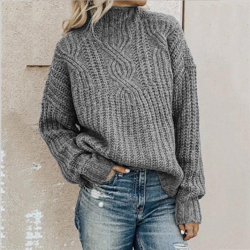 Pull Col Roulé Confortable pour Femme – Tricot Épais à Coupe Décontractée - Image 4