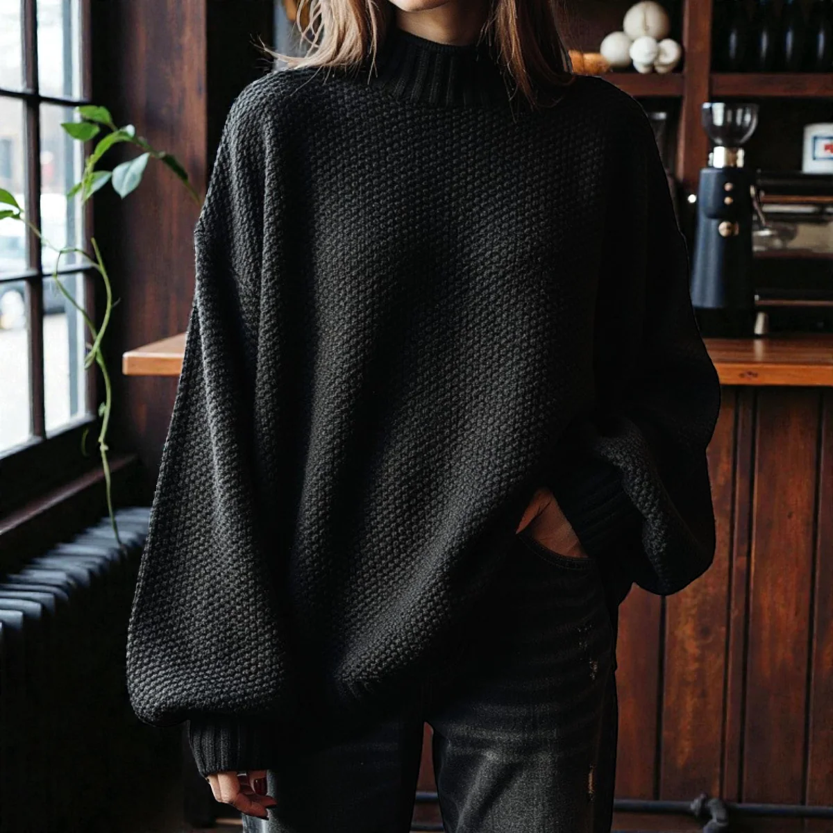 Pull Col Roulé Côtelé Élégant Femme – Maille Épaisse à Manches Longues - Image 5
