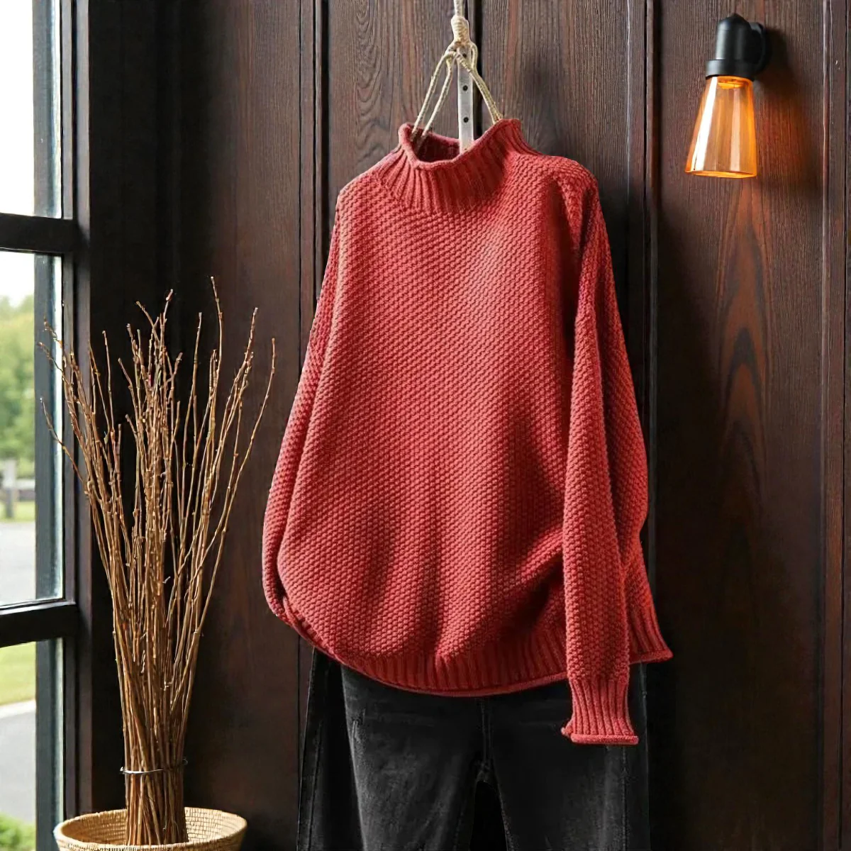 Pull Col Roulé Côtelé Élégant Femme – Maille Épaisse à Manches Longues - Image 6
