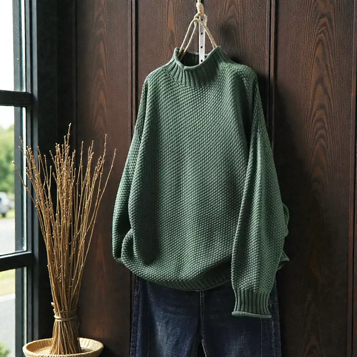 Pull Col Roulé Côtelé Élégant Femme – Maille Épaisse à Manches Longues - Image 7