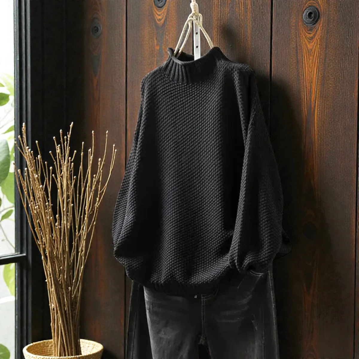 Pull Col Roulé Côtelé Élégant Femme – Maille Épaisse à Manches Longues - Image 8