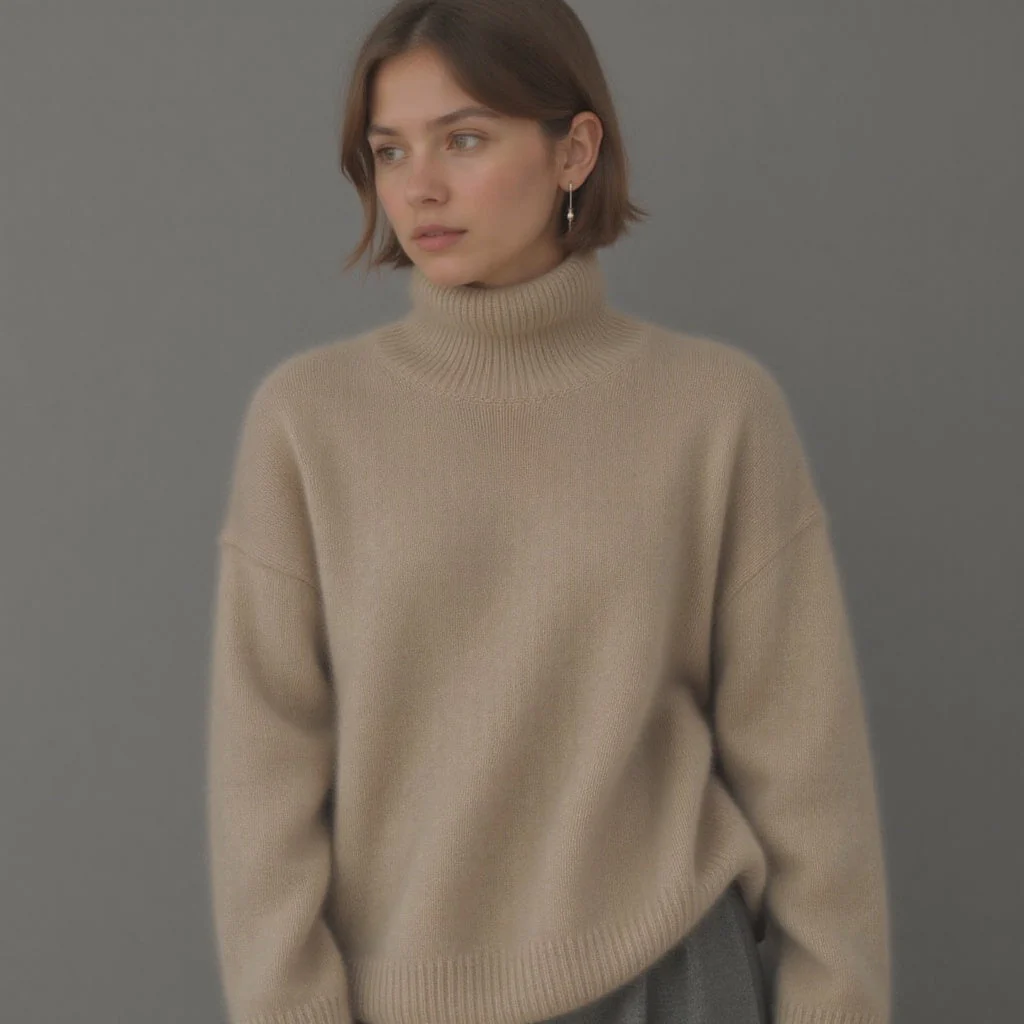 Pull col roulé oversize en cachemire pour femme – Doux, chaud, élégant et décontracté - Image 3