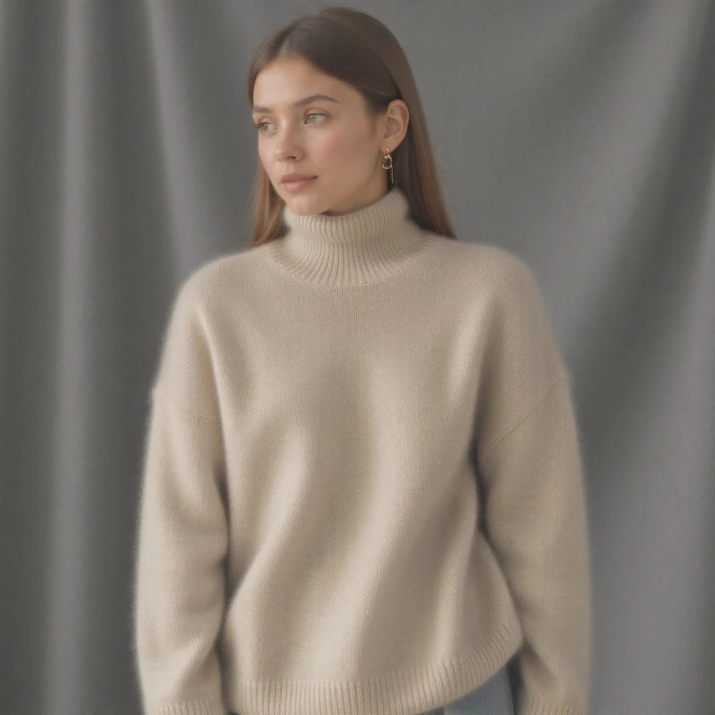 Pull col roulé oversize en cachemire pour femme – Doux, chaud, élégant et décontracté - Image 4