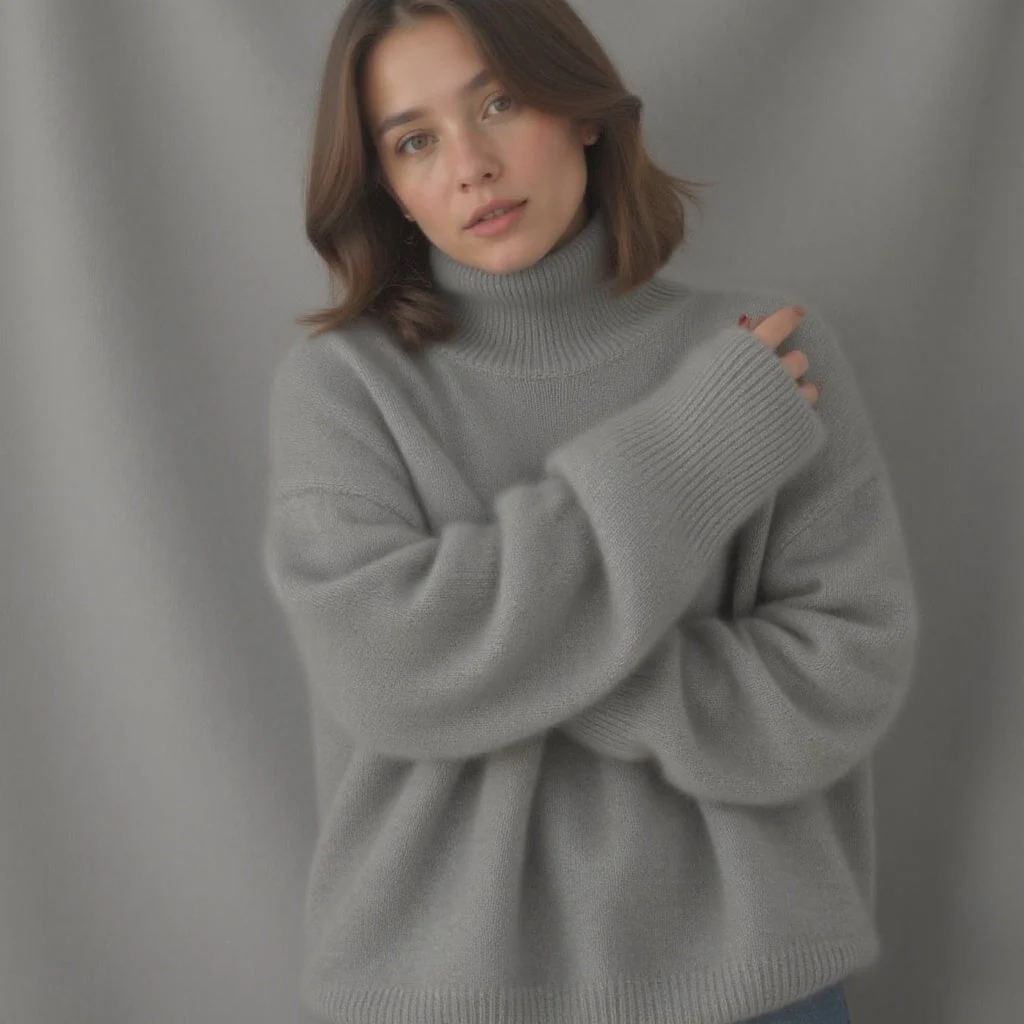 Pull col roulé oversize en cachemire pour femme – Doux, chaud, élégant et décontracté - Image 6
