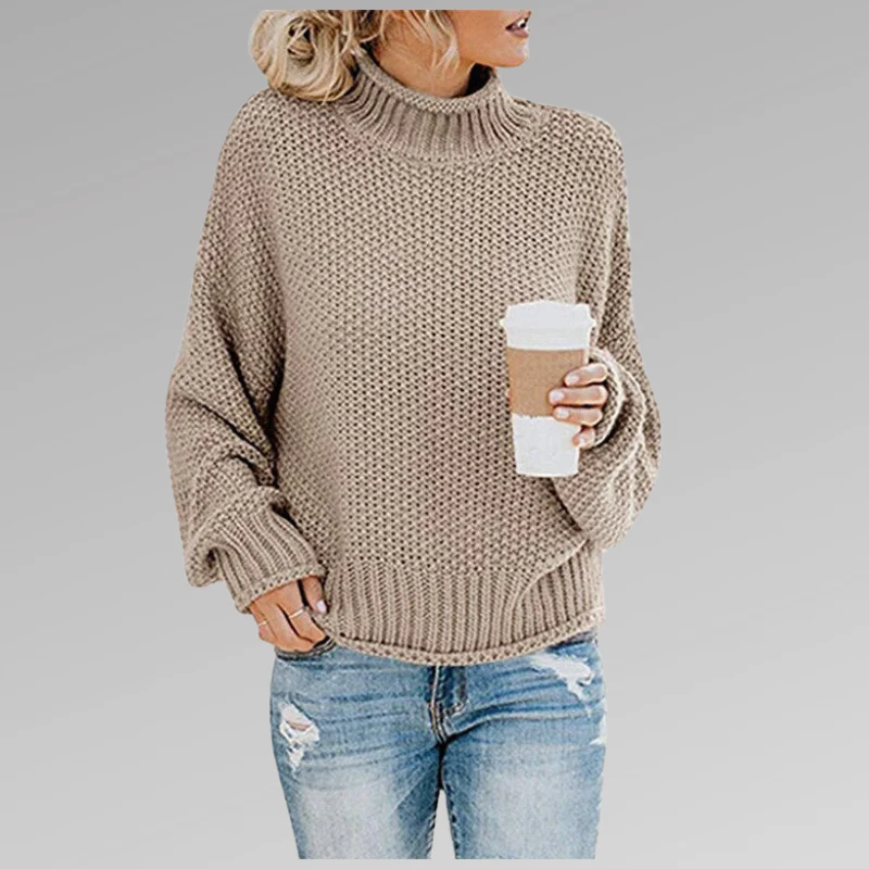 Pull Col Roulé Oversize En Maille Pour Femme – Pull Ample Confortable