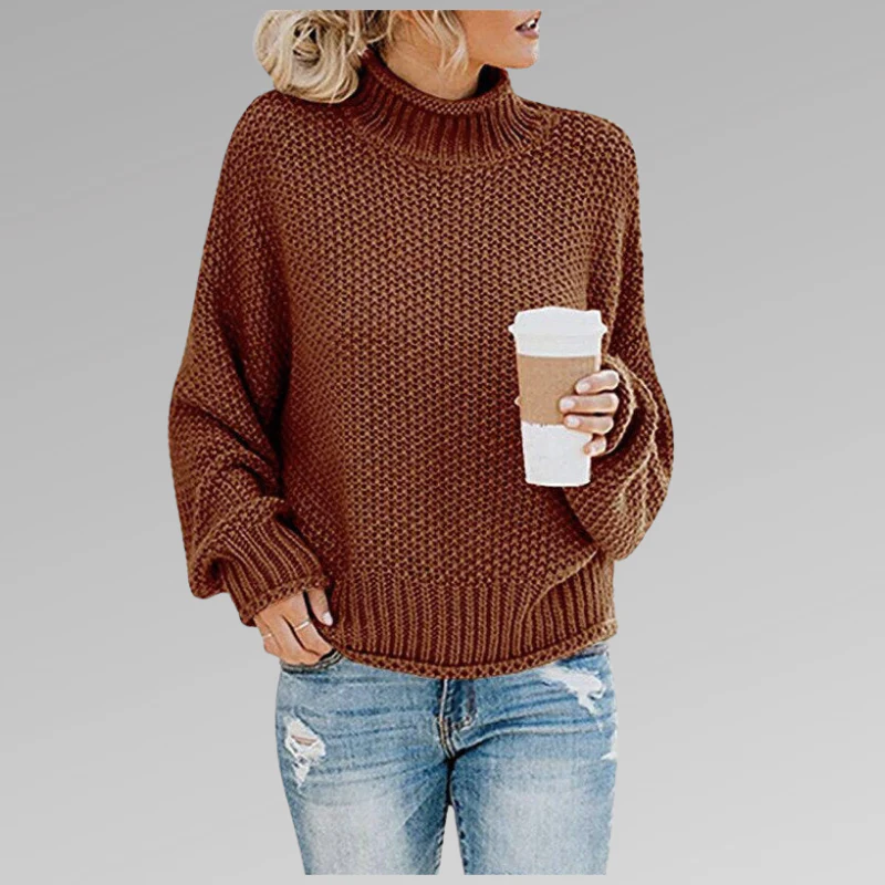 Pull Col Roulé Oversize En Maille Pour Femme – Pull Ample Confortable - Image 4