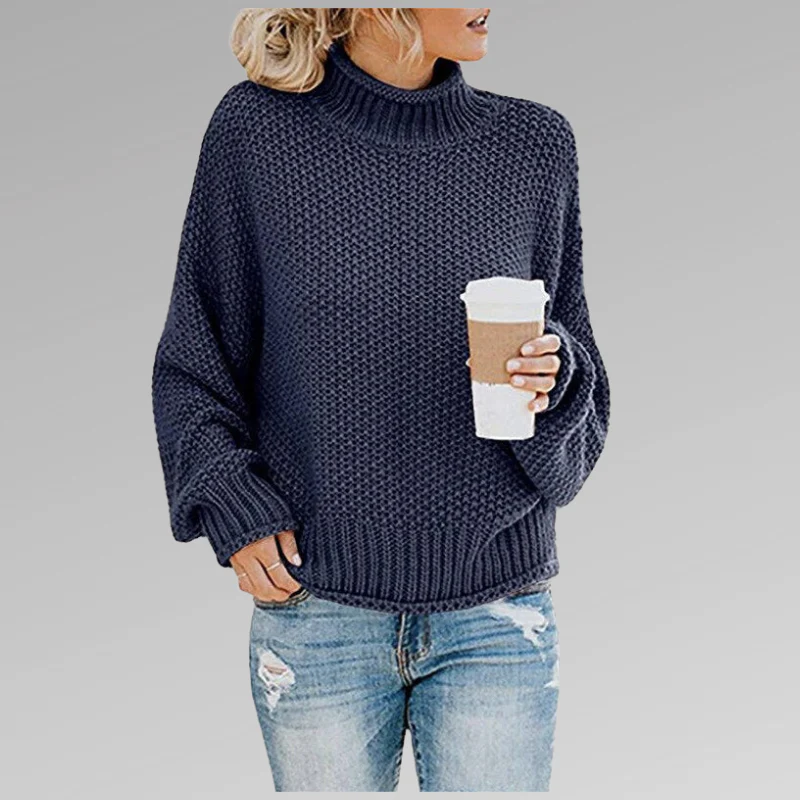 Pull Col Roulé Oversize En Maille Pour Femme – Pull Ample Confortable - Image 6