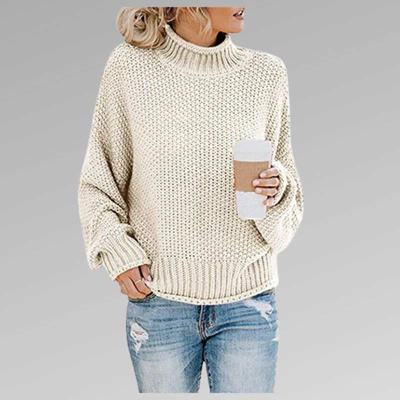 Pull Col Roulé Oversize En Maille Pour Femme – Pull Ample Confortable - Image 7