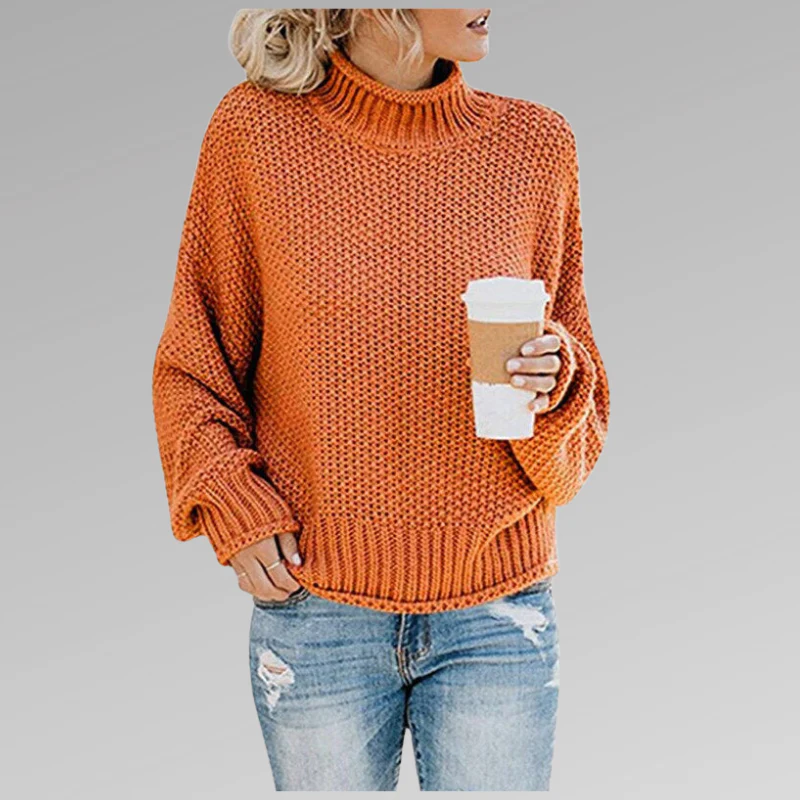 Pull Col Roulé Oversize En Maille Pour Femme – Pull Ample Confortable - Image 9