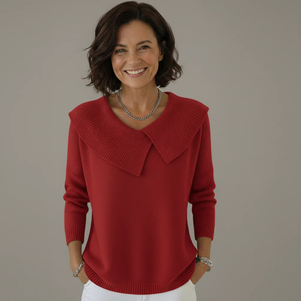 Pull d’Hiver Confortable et Stylé pour Femme – Col Marin Large en Tricot - Image 2