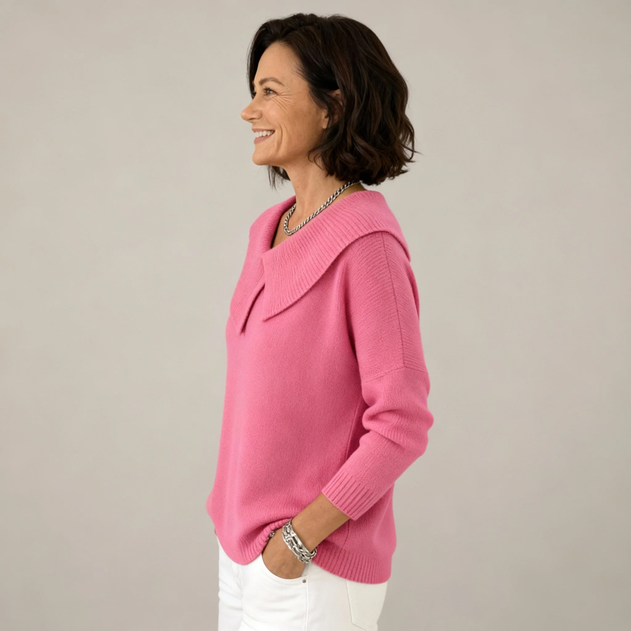 Pull d’Hiver Confortable et Stylé pour Femme – Col Marin Large en Tricot - Image 4