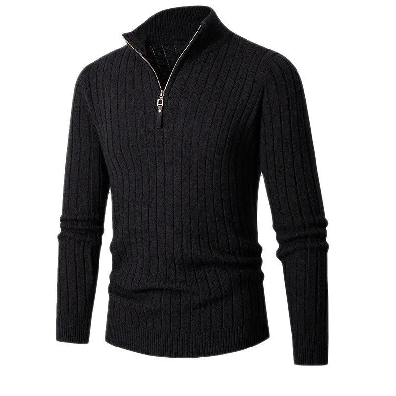 Pull Demi-Zip Côtelé Doux pour Homme – Mélange Filé avec Col Haut - Image 8