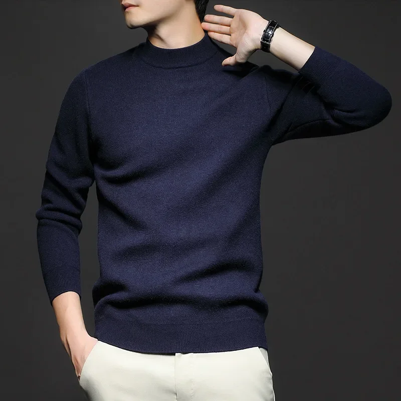 Pull en Laine Uni pour Homme avec Col Mi-Haut - Image 10