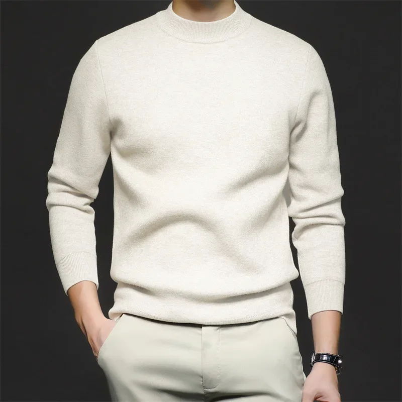 Pull en Laine Uni pour Homme avec Col Mi-Haut - Image 11