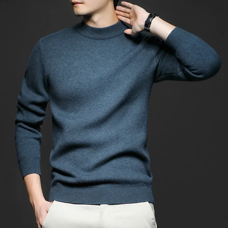 Pull en Laine Uni pour Homme avec Col Mi-Haut - Image 12